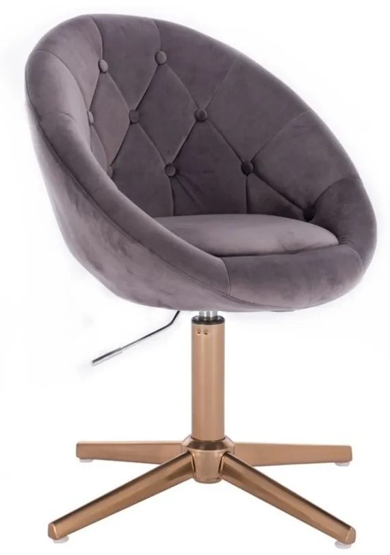 LuxuryForm DESIGN Kreslo VERA VELUR na zlatom kríži - tmavosivé