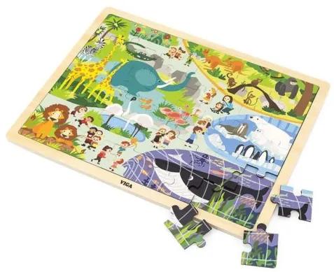 Viga Detské drevené puzzle Viga Zoo 48 ks