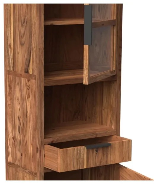 furniture-nabytek.cz - Masívna vitrína Sydney z akáciového dreva, lakovaná, hnedá – 50×45×185 cm