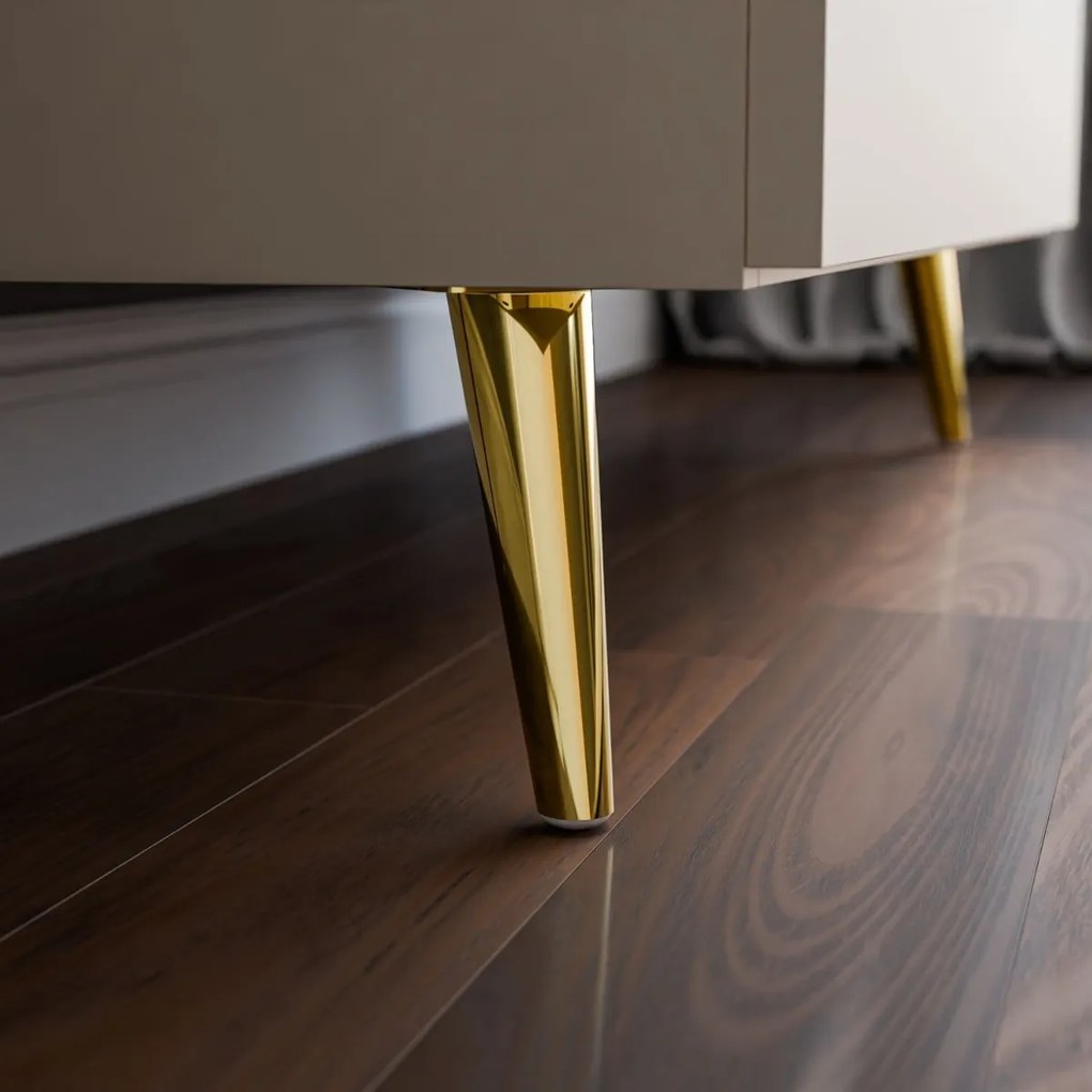 KOMODA MARION 2S KAŠMÍR ZLATÉ ÚCHYTKY + NOŽIČKY LED 95 cm