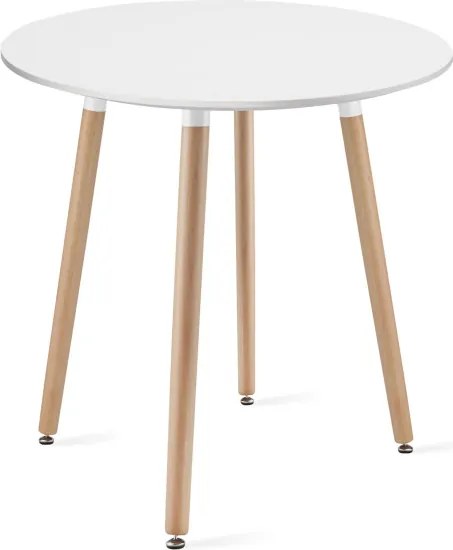 Jedálenský stôl KAMI biely / naturálny, s dvomi stoličkami WAT čierne / naturálne