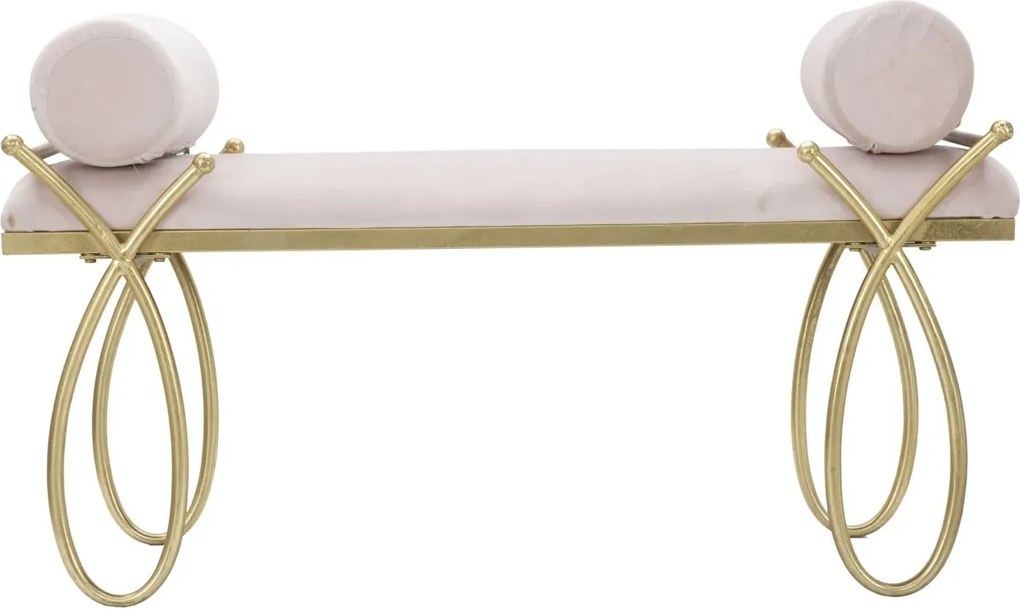 Lavica Stuha 112 cm zamat zlatá/ružová