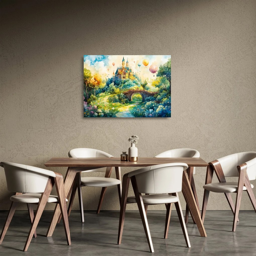 Sklenený obraz - Rozprávkový zámok (70x50 cm)