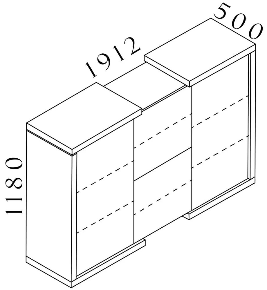 Stredná skriňa Lineart 191,2 x 50 x 118 cm, brest tmavý / biela