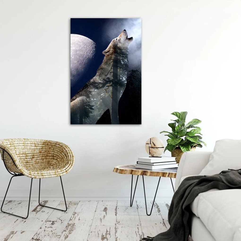Gario Plagát Vlk vyje na mesiac Farba rámu: Bez rámu, Rozmery: 40 x 60 cm