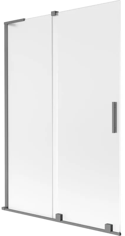 Mexen Velar L, 2-krídlová posuvná vaňová zástena 120 x 150 cm, 8mm sklo námraza, grafitová, 896-120-003-31-95