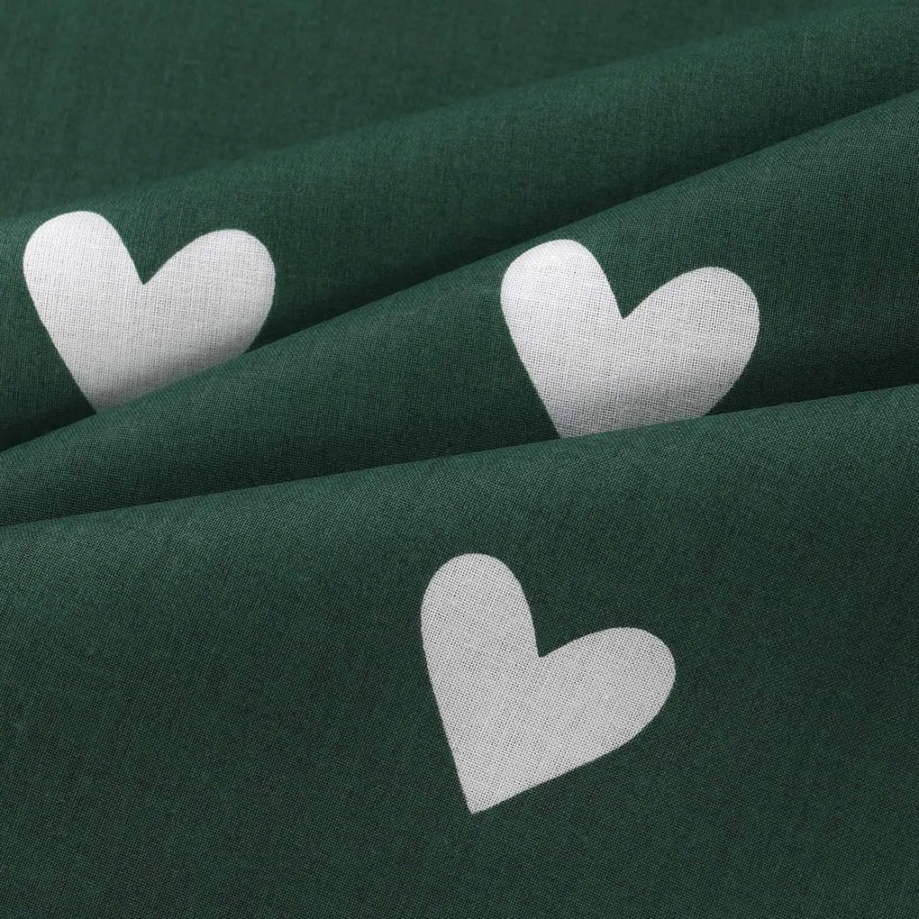 Goldea vianočný okrúhly obrus 100% bavlnené plátno - srdiečka na tmavo zelenom Ø 140 cm