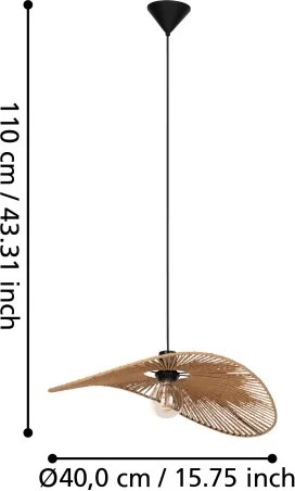 Eglo 31991 - Závesné svietidlo SIRUELA 1xE27/42W/230V 56 cm hnedá/čierna