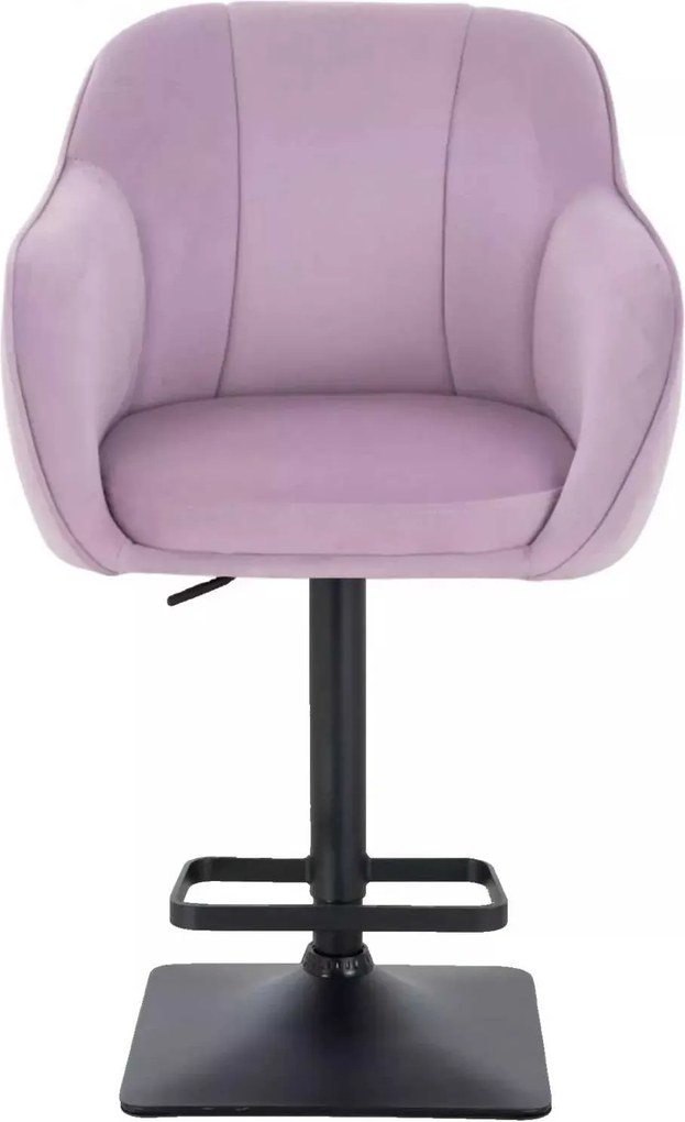 LuxuryForm DESIGN Barová stolička AVOLA VELUR na čiernej hranatej podstave - levanduľa