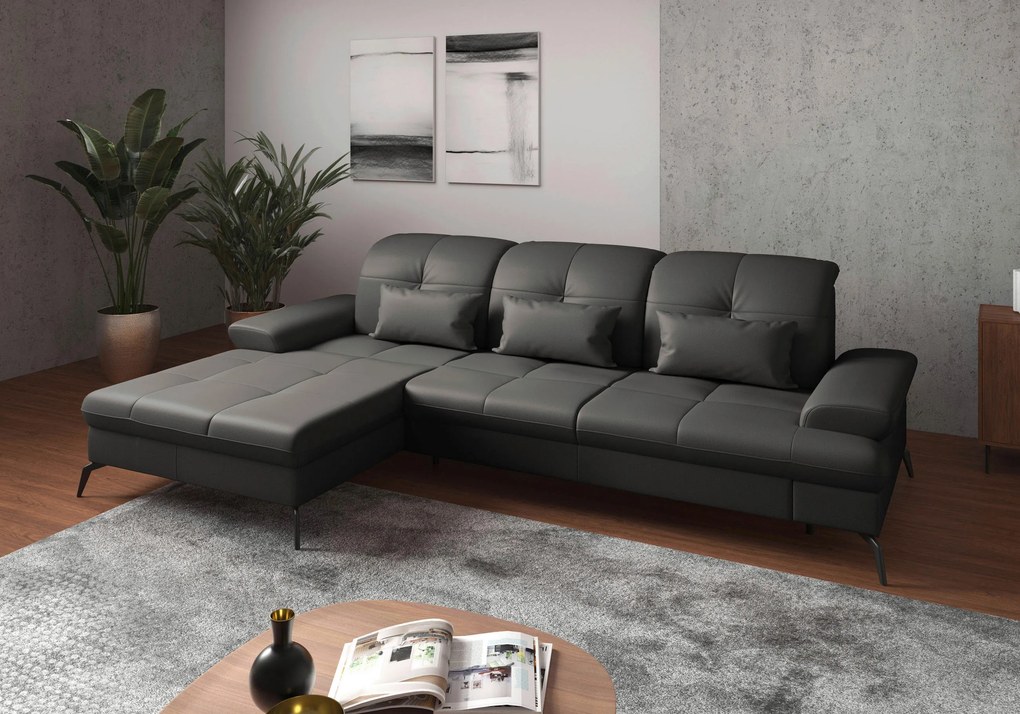 XXXLutz ROHOVÁ SEDAČKA, textil, koža, antracitová Sit & More - Sedačky - 000144011726