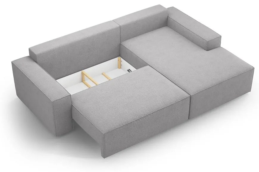 Svetlosivá rozkladacia rohová pohovka z textílie bouclé (pravý roh) Jodie – Micadoni Home