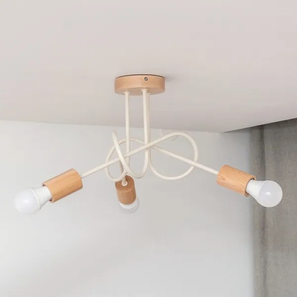 Prisadený luster OXFORD 3xE27/15W/230V borovica/krémová