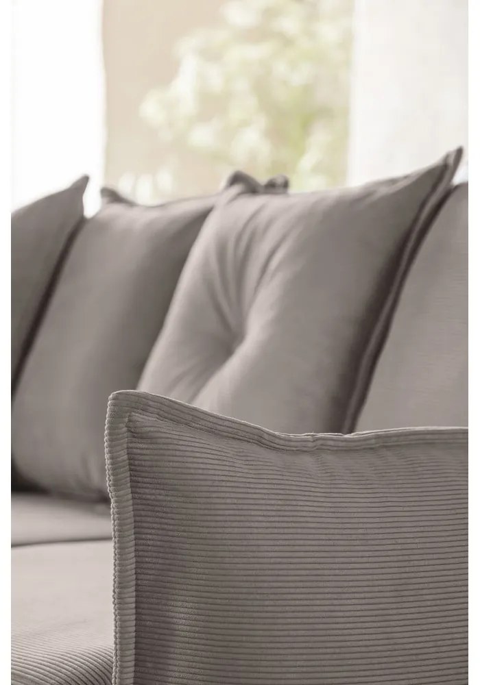 Svetlohnedá menčestrová rozkladacia rohová pohovka (ľavý roh/do "U") Lazy Lukka – Miuform