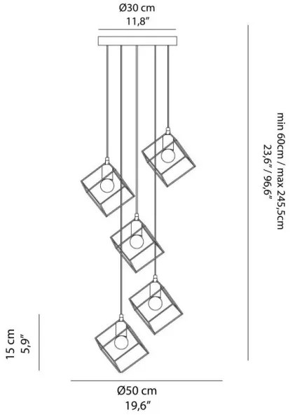 Ideal Lux - Luster na lanku ICE 5xE27/60W/230V pr. 50 cm čierna