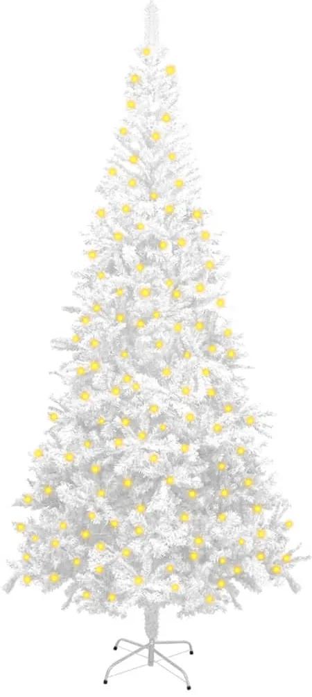 Umelý vianočný stromček s LED L 240 cm biely 3077410
