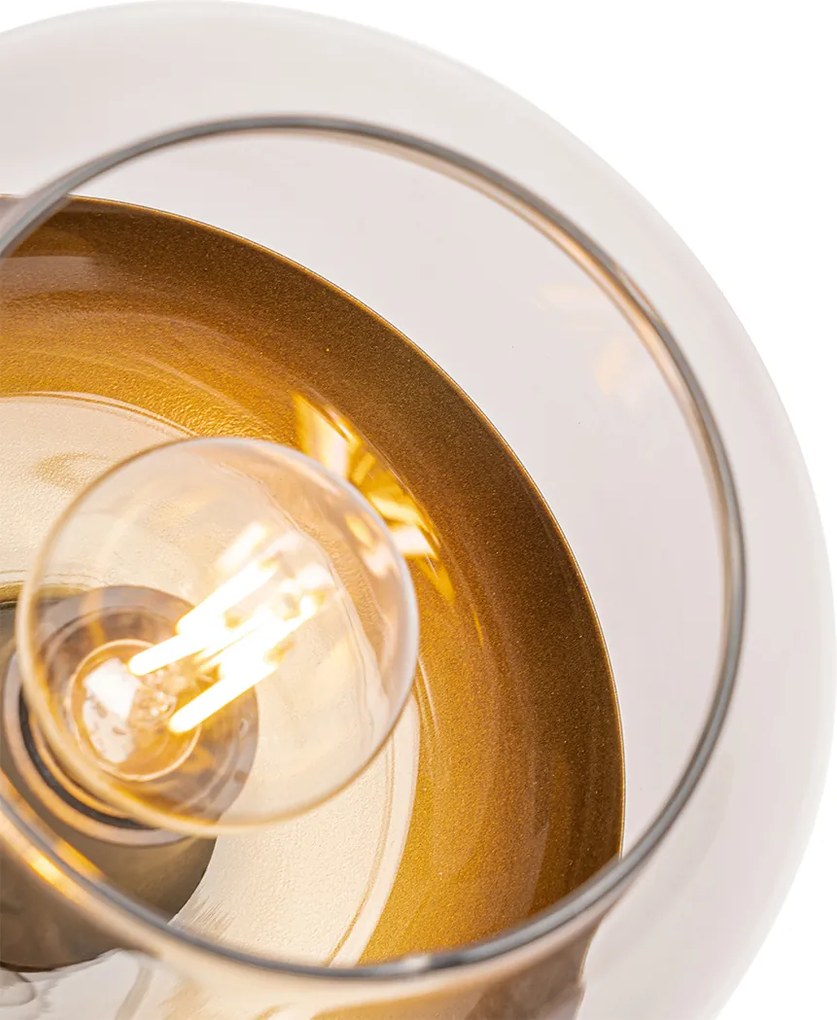 Dizajnové bodové svetlo čierne so zlatom a dymovým sklom - Kyan