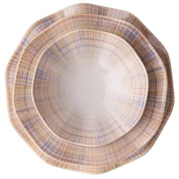 24-dielna jedálenská súprava, oranžová/modrá, porcelán