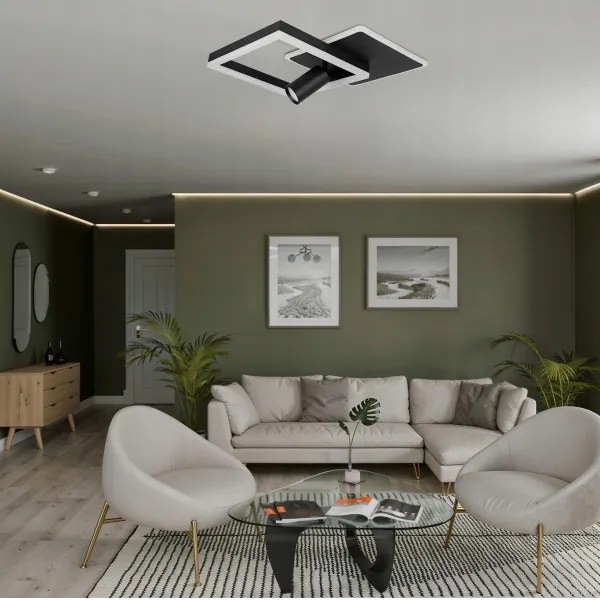 LED stropné svietidlo LED/38W/230V + 1xGU10/30W čierne