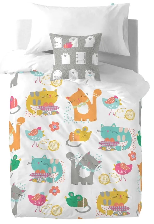 Detské obliečky z bavlny Moshi Moshi Cat & Mouse, 140 × 200 cm