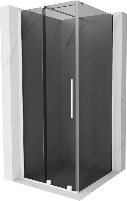 Mexen Velar, sprchový kút s posuvnými dverami 110 x 110 cm, 8mm šedé sklo, biela matná, 871-110-110-41-20