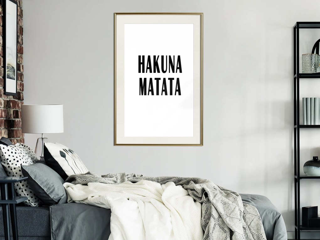 Artgeist Plagát - Hakuna Matata [Poster] Veľkosť: 40x60, Verzia: Zlatý rám s passe-partout