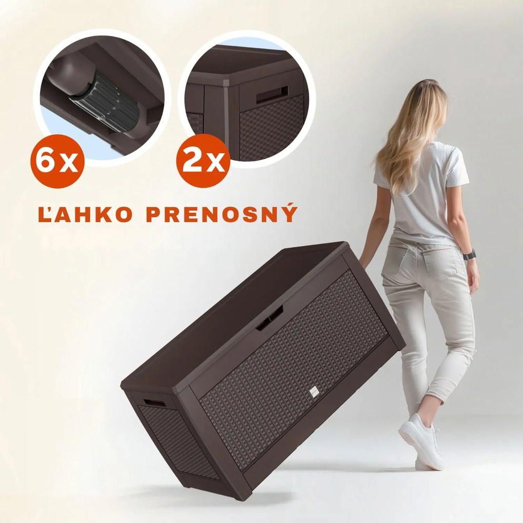 Odkladací box RATO, 310L, 119x48x60cm, hnedá Prosperplast