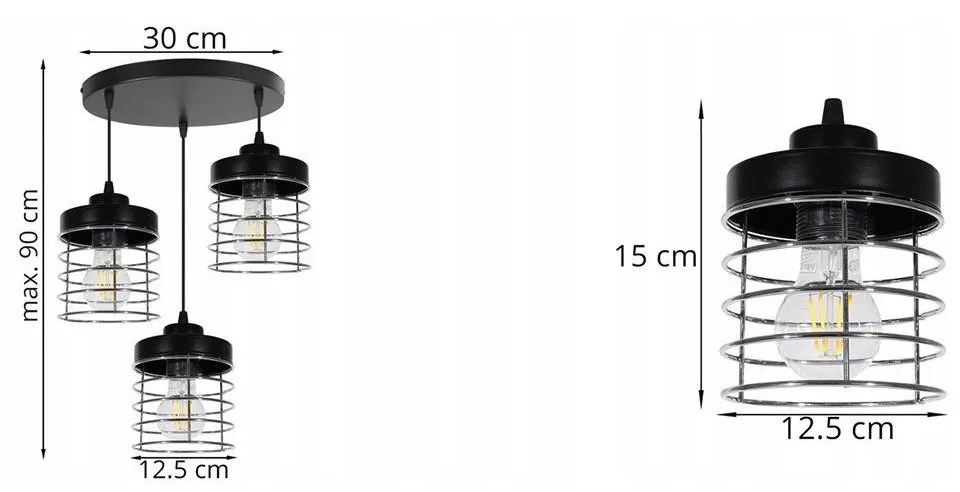 Závesné svietidlo Rasti, 3x drôtené tienidlo (výber z 2 farieb), o, ch