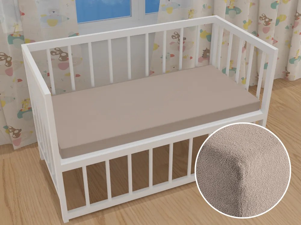 Detské froté napínacie prestieradlo do postieľky FR-027 Sivohnedé 70 x 140 x 10 cm - do postieľky