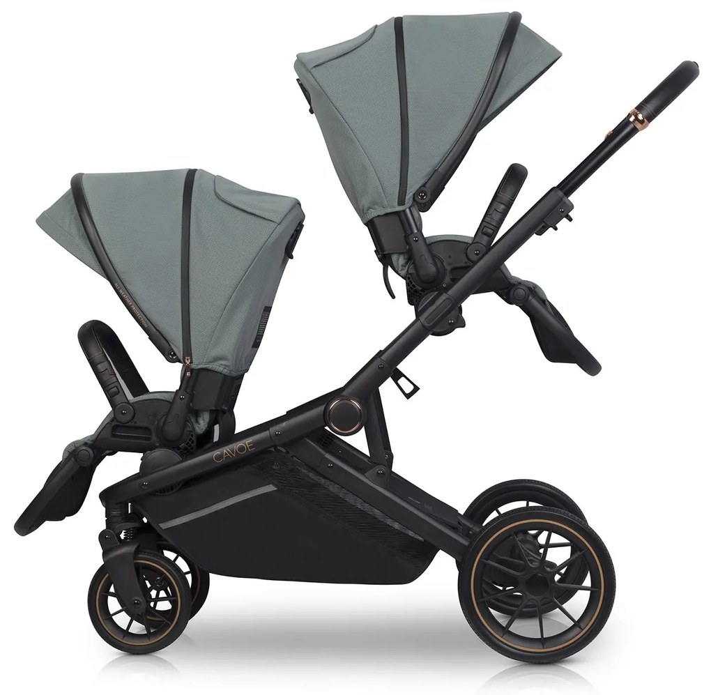 Športový kočík pre dvojčatá CAVOE Avec Boho Green