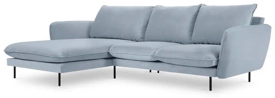 Svetlomodrá zamatová rohová pohovka (ľavý roh) Vienna – Cosmopolitan Design
