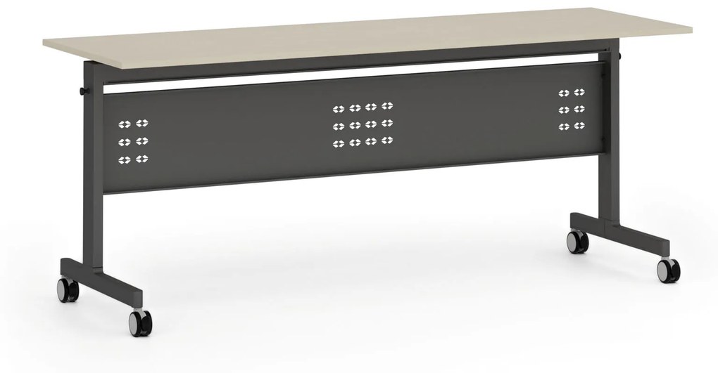 Mobilný stôl PRIMO MOBI, 1800 x 600 mm, čierna podnož, breza