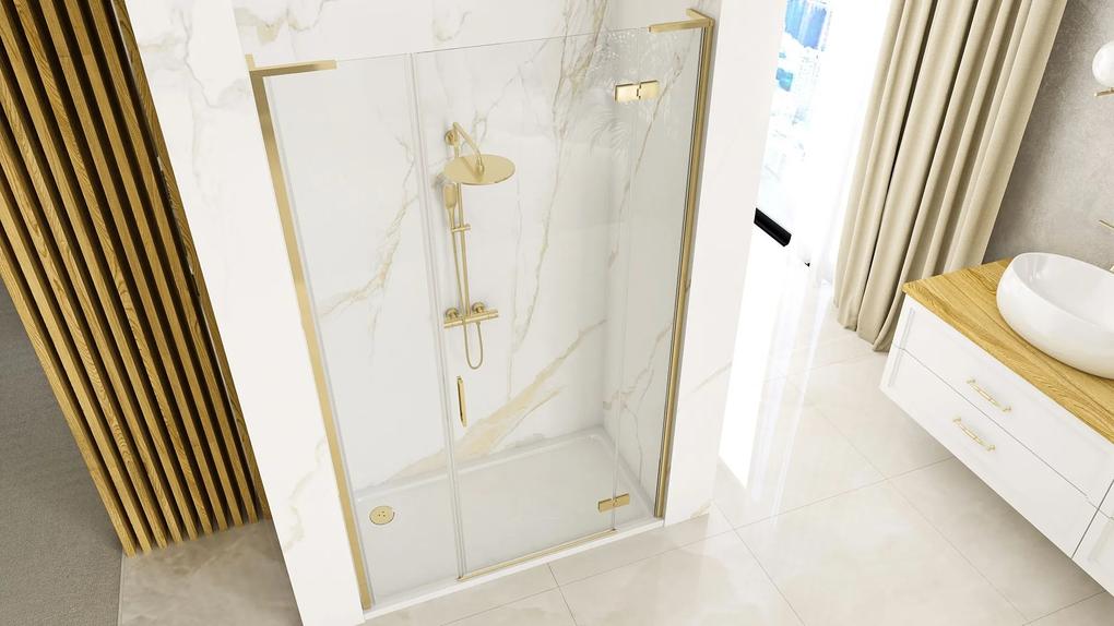 Rea Hugo, 1-krídlové výklopné sprchové dvere 100x200 cm + sprchová zástena 30x200 cm, zlatá matná, KPL-45205