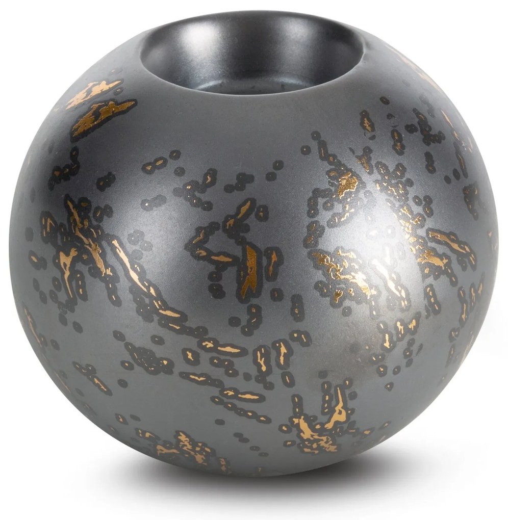 KERAMICKÝ SVIETNIK ARIELA 10X10X9 CM GRAFITOVÁ