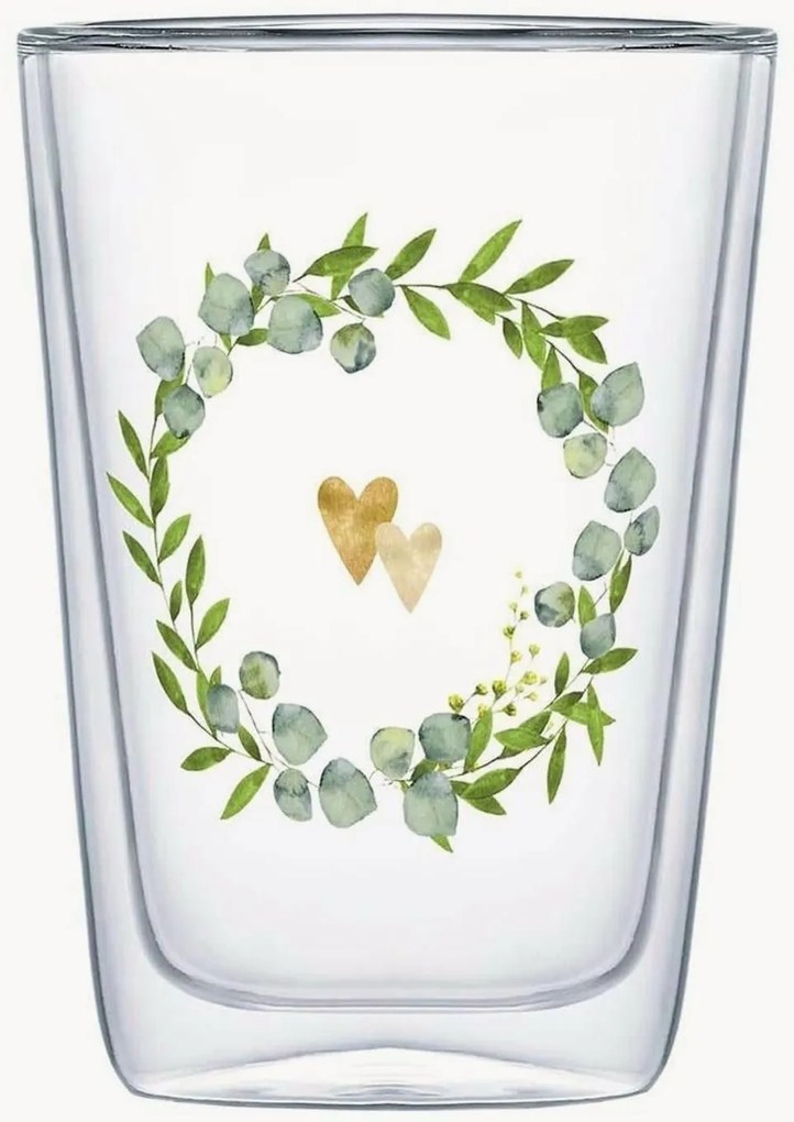 Pohár na latte macchiato z borosilikátového skla Two Hearts