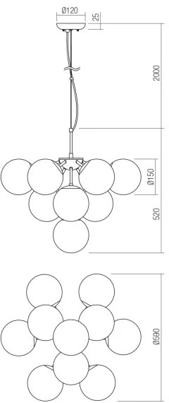 Redo 01-2940 - Luster na lanku AGAPE 10xE14/28W/230V zlatá