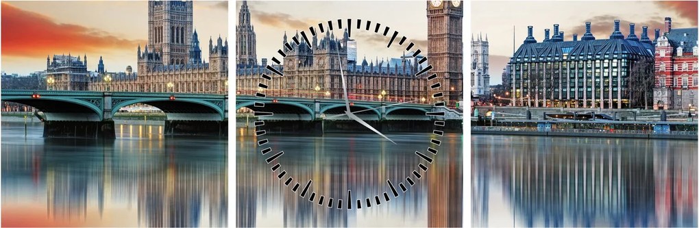 Obraz - Londýnske Houses of Parliament (s hodinami) (90x30 cm)