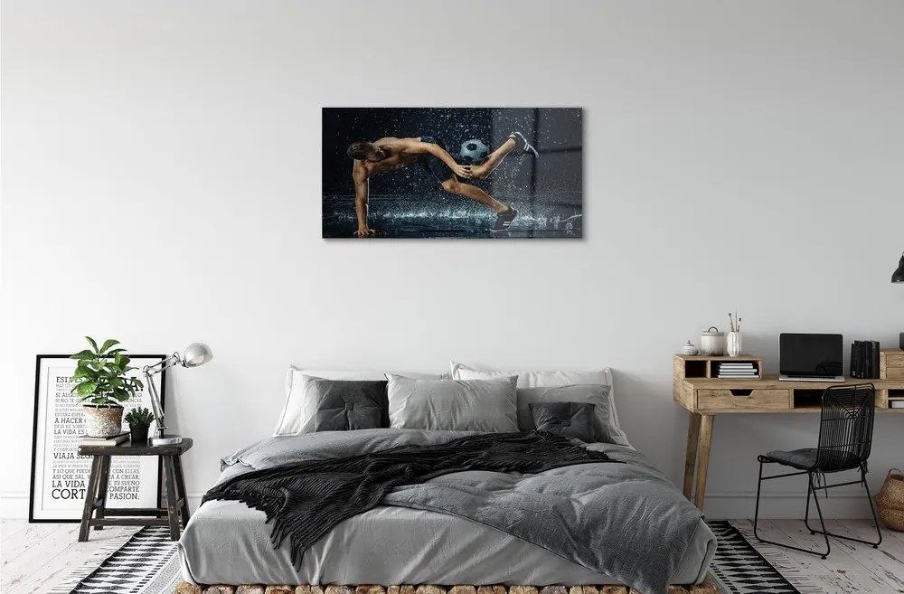 Obraz na skle Lopta Rain Man 125x50 cm
