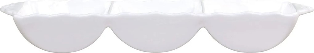 Porcelánový tác Provence se 3 přihrádkami bílý s krémovým – 33*10 cm