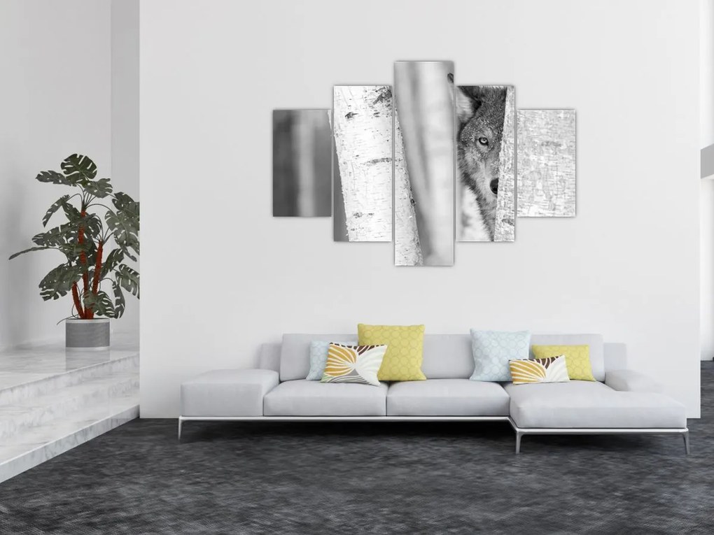 Obraz - Vlk v lese (150x105 cm)