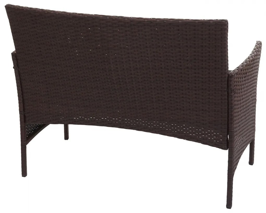 Polyratanová záhradná lavica Halden - melírovaná hnedá, čierny vankúš