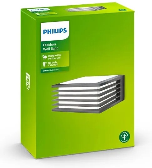 Philips - Vonkajšie nástenné svietidlo SHADES 1xE27/15W/230V IP44 antracit