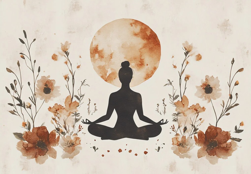 Fototapeta - Oranžová jóga (147x102 cm)