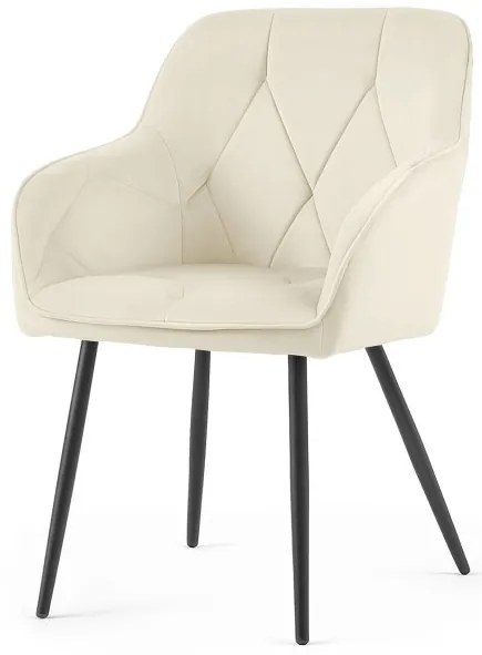 Sada dvoch jedálenských stoličiek DIAMANT zamatové, krémové / čierne nohy (2 ks)
