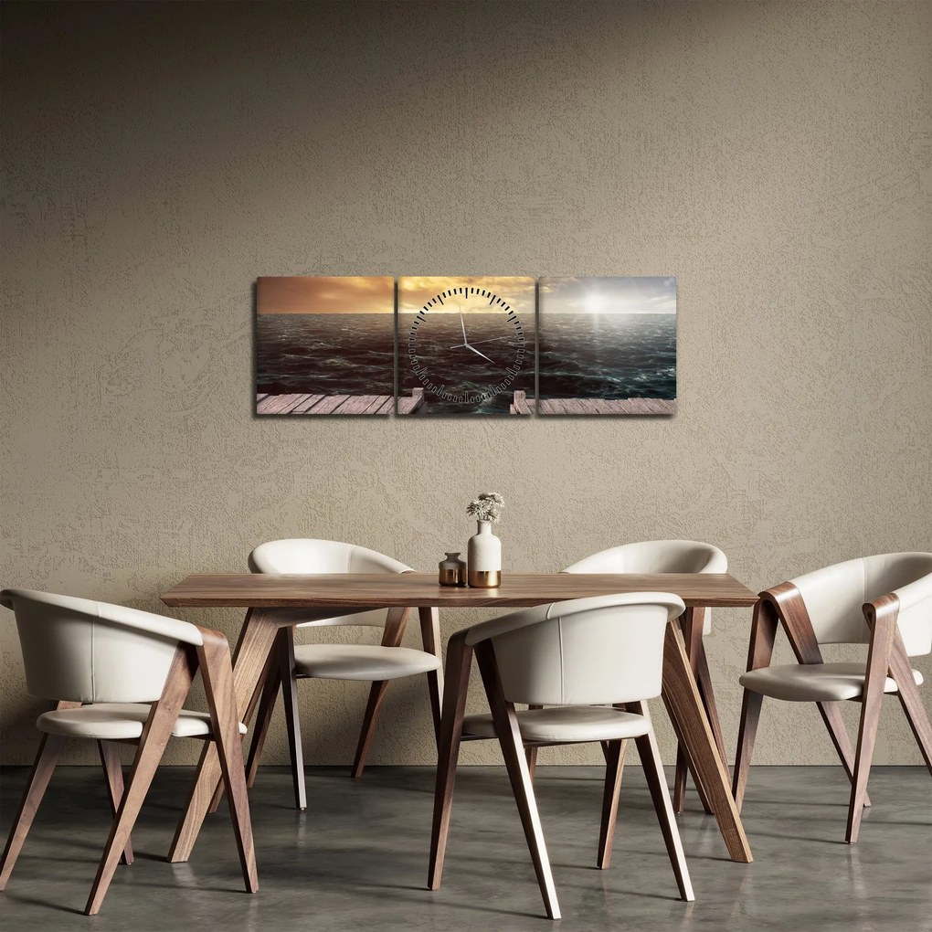 Obraz mora (s hodinami) (90x30 cm)