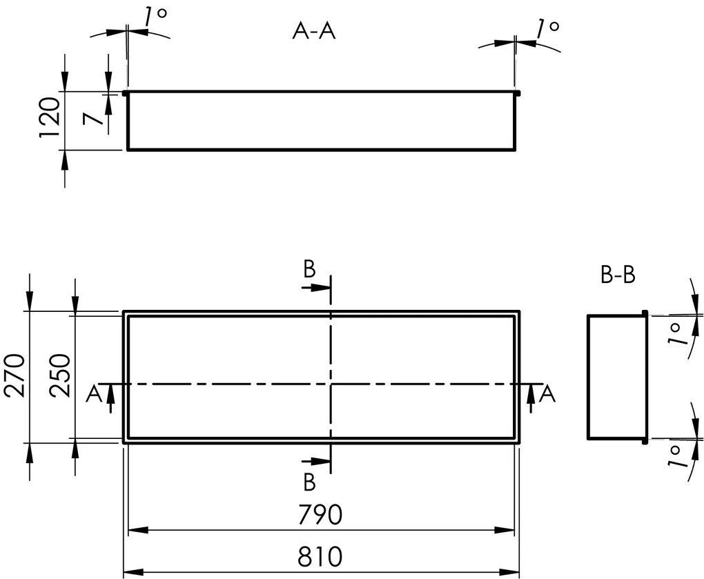 Polysan Polysan, INSERTA zapustená polica do obkladu, liaty mramor, 810x270 mm, antracitová, 1301-82B