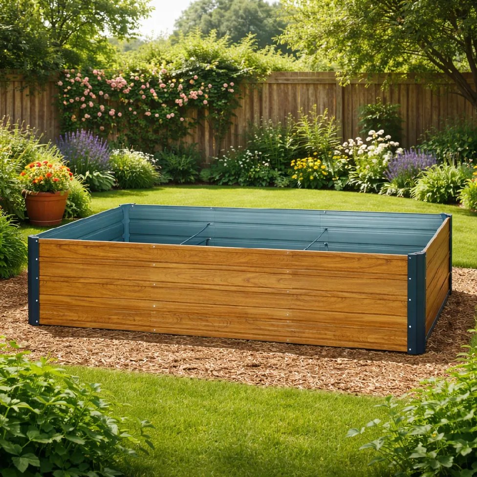 Vyvýšený záhradný záhon BestBerg VZ‑1000RW / 1000 l / 240 × 90 × 47 cm / dekor dreva