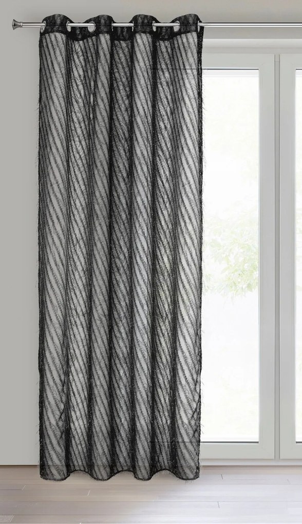 ZÁVES NA KRÚŽKOCH LAUREL 140X250 CM ČIERNA