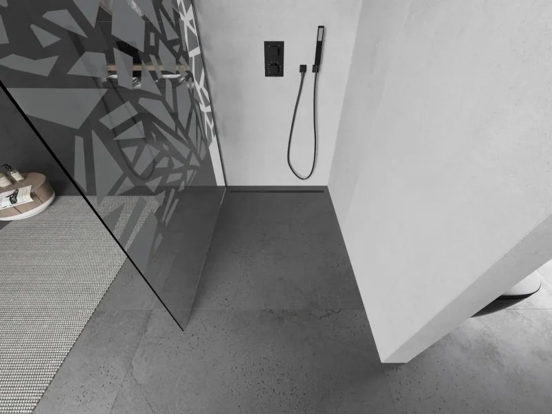 Mexen Kioto, sprchová zástena Walk-In 120 x 200 cm, 8mm číre sklo biely vzor, grafitový profil, 800-120-101-95-85