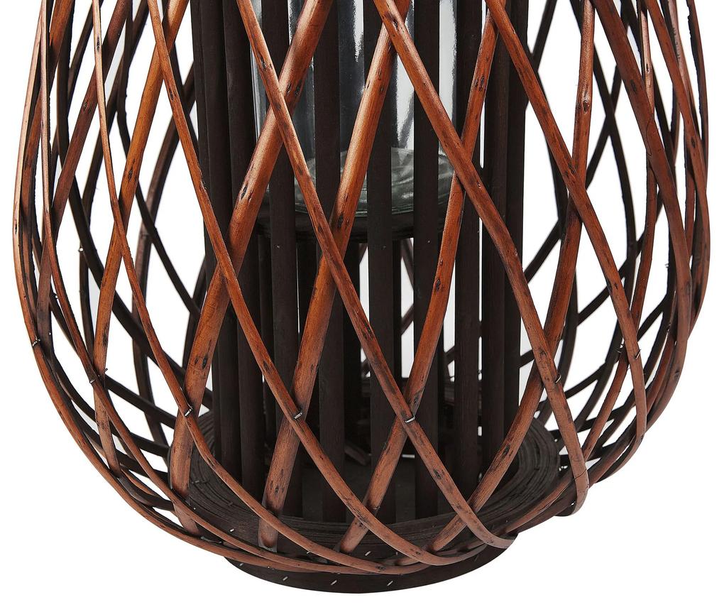 Drevený lampáš na sviečku 60 cm hnedý KIUSIU Beliani