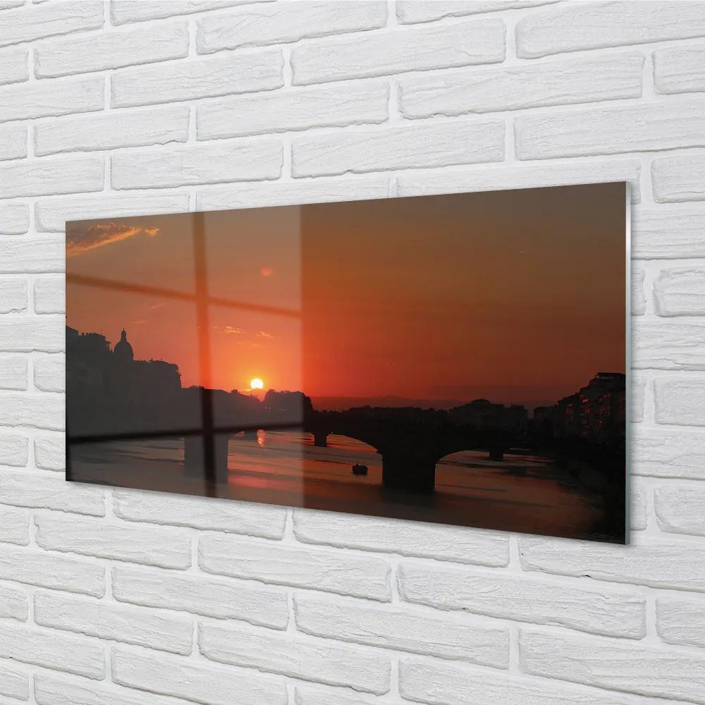 Obraz na akrylátovom skle Taliansko rieka západu slnka 100x50 cm